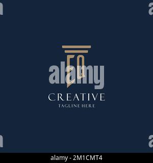 EQ initial monogram logo with pillar style design Stock Vector Image ...