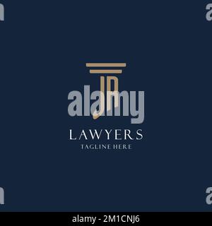 JR initial monogram logo for law office, lawyer, advocate with pillar style design ideas Stock Vector