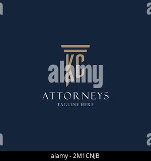 KC initial monogram logo for law office, lawyer, advocate with pillar style design ideas Stock Vector