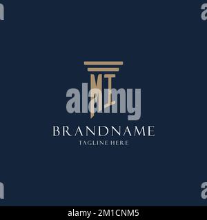 MI initial monogram logo for law office, lawyer, advocate with pillar style design ideas Stock Vector