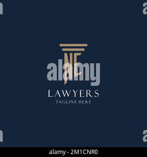 NE initial monogram logo for law office, lawyer, advocate with pillar style design ideas Stock Vector