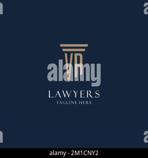VR initial monogram logo for law office, lawyer, advocate with pillar style design ideas Stock Vector