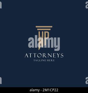 WP initial monogram logo for law office, lawyer, advocate with pillar style design ideas Stock Vector