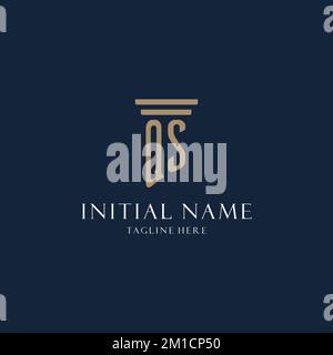 QS initial monogram logo for law office, lawyer, advocate with pillar style design ideas Stock Vector