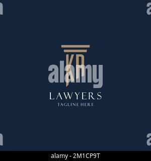 KR initial monogram logo for law office, lawyer, advocate with pillar style design ideas Stock Vector