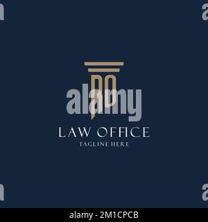 RO initial monogram logo for law office, lawyer, advocate with pillar style design ideas Stock Vector