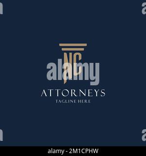 NC initial monogram logo for law office, lawyer, advocate with pillar style design ideas Stock Vector