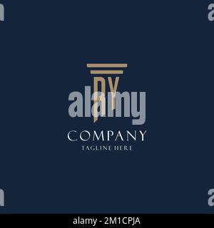 RY initial monogram logo with pillar style design Stock Vector Image ...
