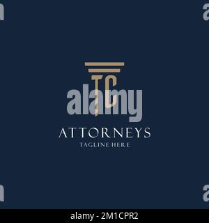 TC initial monogram logo for law office, lawyer, advocate with pillar style design ideas Stock Vector