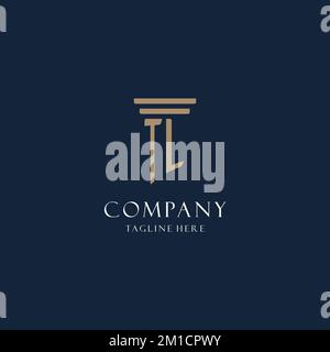 TL initial monogram logo for law office, lawyer, advocate with pillar style design ideas Stock Vector