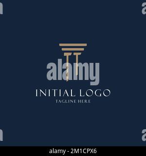 TT initial monogram logo for law office, lawyer, advocate with pillar style design ideas Stock Vector