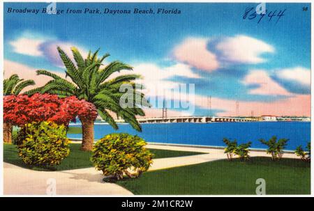 Broadway Bridge from park, Daytona Beach, Florida , Bridges, Tichnor Brothers Collection, postcards of the United States Stock Photo