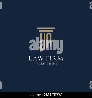 UA initial monogram logo for law office, lawyer, advocate with pillar style design ideas Stock Vector