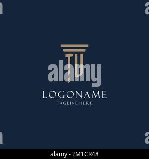 TU initial monogram logo for law office, lawyer, advocate with pillar style design ideas Stock Vector