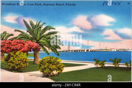 Broadway Bridge from park, Daytona Beach, Florida , Bridges, Tichnor Brothers Collection, postcards of the United States Stock Photo