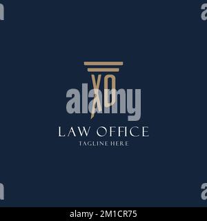 XO initial monogram logo for law office, lawyer, advocate with pillar style design ideas Stock Vector