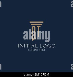 QT initial monogram logo for law firm, lawyer or advocate with pillar ...