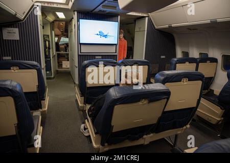The first-class seating available on Delta Air Lines Boeing 767 Stock Photo