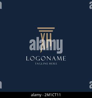 XH initial monogram logo for law office, lawyer, advocate with pillar style design ideas Stock Vector