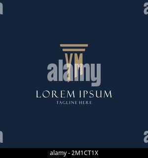 YM initial monogram logo for law office, lawyer, advocate with pillar style design ideas Stock Vector