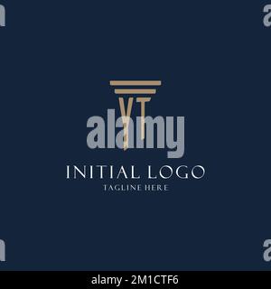 YT monogram initial logo design with shield and pillar shape design ...
