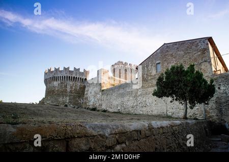 Photographic documentation of the castle of Populonia, an ancient village in Tuscany Italy Stock Photo