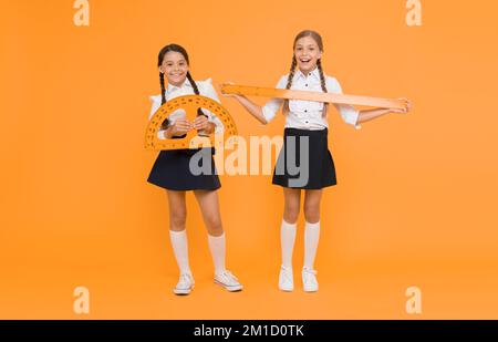 Explore world with math. Discover mathematics patterns. Mathematical theory combining algebraic and geometric methods. School students study geometry Stock Photo