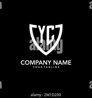 YC monogram initial logo with clean modern shield icon design inspiration Stock Vector