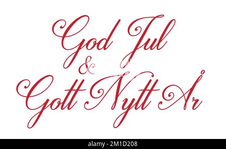 Swedish text for Merry Christmas and Happy New year. Isolated on white. Vector illustration. Stock Vector