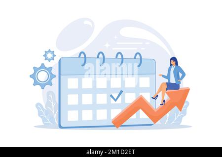 Event management. Performance efficiency, time optimization, reminder. Task and project deadline flat design element. Appointment date reminding. flat Stock Vector