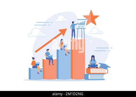 Qualification increase course, skills improvement coaching. Professional development, school authority initiative, training for teachers concept. flat Stock Vector