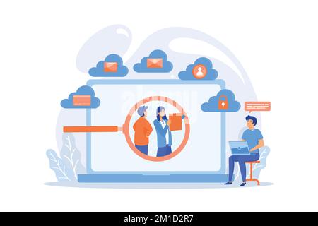Online security breach, immoral private life offence. Digital ethics and privacy, digital mediums behavior, internet privacy violation concept. flat v Stock Vector