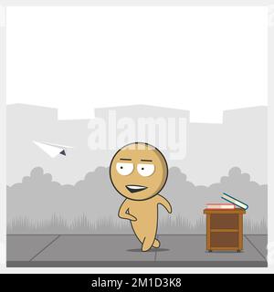 Man launches paper airplane Stock Vector