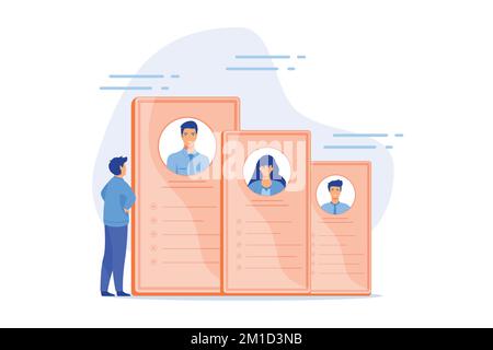 Employees CV, candidates resume. Corporate workers, students ID isolate flat design element. Job applications, avatars, personal information. flat vec Stock Vector