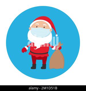 Santa Claus in medical mask. Vector icon. Stock Vector