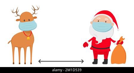 Social distancing poster. Vector illustration. Stock Vector
