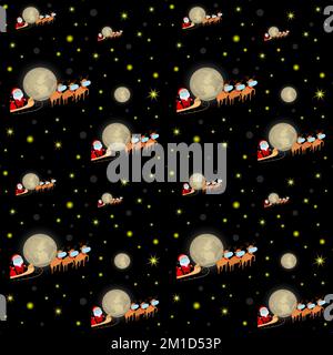 Seamless Christmas 2020 background. Santa and reindeers in face masks. Vector illustration. Stock Vector
