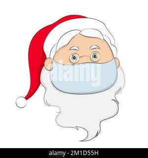 Santa Claus in medical mask. Vector illustration. Stock Vector