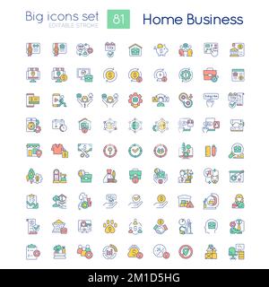 Home business RGB color big icons set Stock Vector