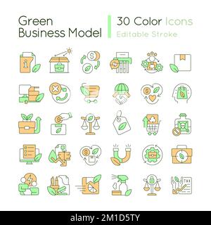 Green business model RGB color icons set Stock Vector