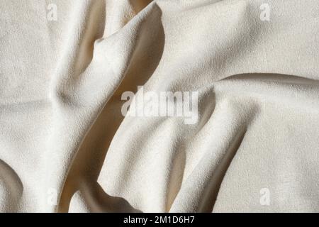 Natural fabric linen texture. White canvas for Background. Close up. Stock Photo