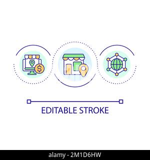 Sell products locally and globally loop concept icon Stock Vector