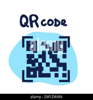 QR code scanning icon in smartphone. hand holding Mobile phone in line style, barcode scanner for pay, web, mobile app, promo. Vector illustration. Stock Vector