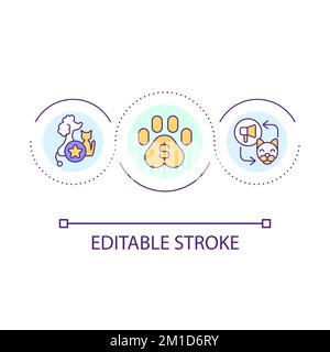 Making pet famous in social media loop concept icon Stock Vector