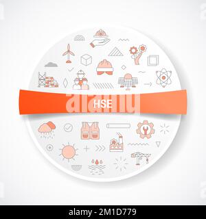 hse health safety environment concept with icon concept with round or circle shape for badge vector illustration Stock Photo