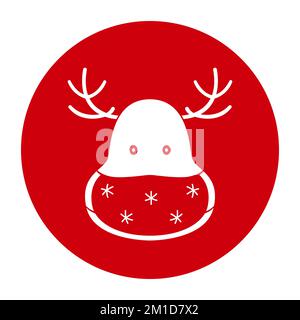 Reindeer in protective mask. Pandemic Christmas symbol. Vector icon. Stock Vector