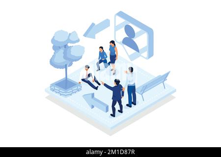Civil rights. Racial discrimination, gender discrimination, anti-discrimination law, mass protest, police brutality.isometric vector modern illustrati Stock Vector