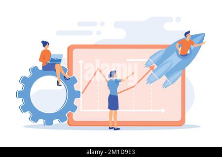 Workflow effectiveness optimization. Work performance growth, business success achievement. Productivity, efficiency of production, qualification conc Stock Vector