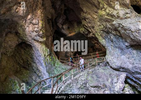 Cave interior of the Predjama Castle (Predjamski Grad) in Slovenia. Stock Photo