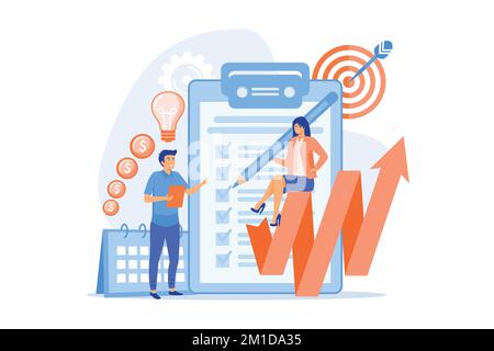 Profit growth strategy idea. Business development solution. Project planning, project plan creation, project schedule management concept, flat vector Stock Vector